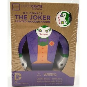 The Joker Painted Wooden Figure DC Comics 2 heads Batman Loot Crate Exclusive